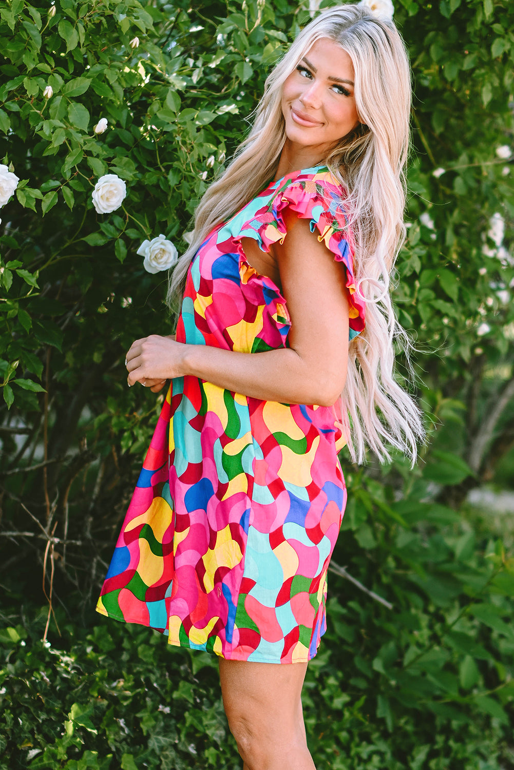 Amaia Ruffle Sleeve Shift Dress LuxuryLifeWay Online Store