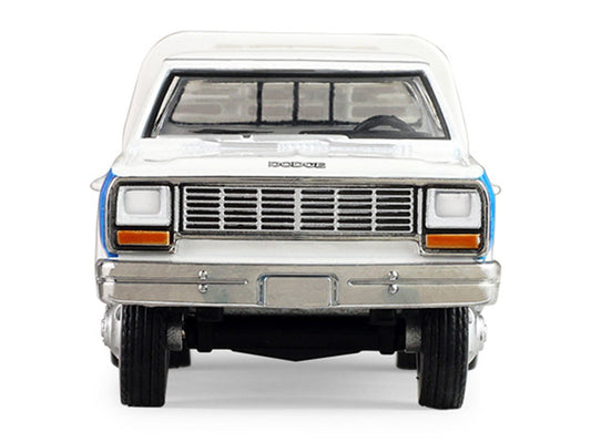 1981 Dodge Ram W350 Power Ram Dually Flatbed Truck "Goodyear" White with Blue Sides "Dually Drivers" Series 17 1/64 Diecast Model Car by Greenlight LuxuryLifeWay Online Store