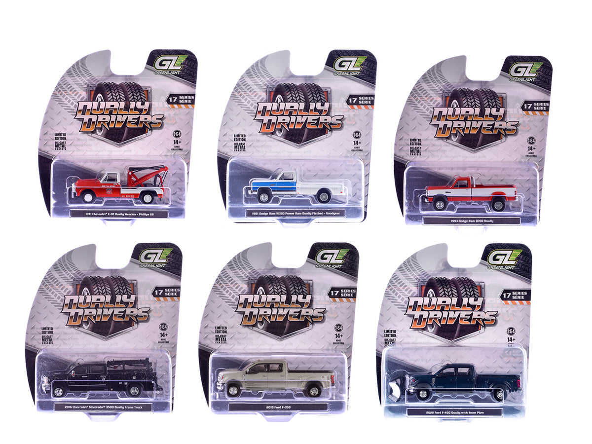 "Dually Drivers" Series 17 Set of 6 pieces 1/64 Diecast Model Cars by Greenlight LuxuryLifeWay Online Store