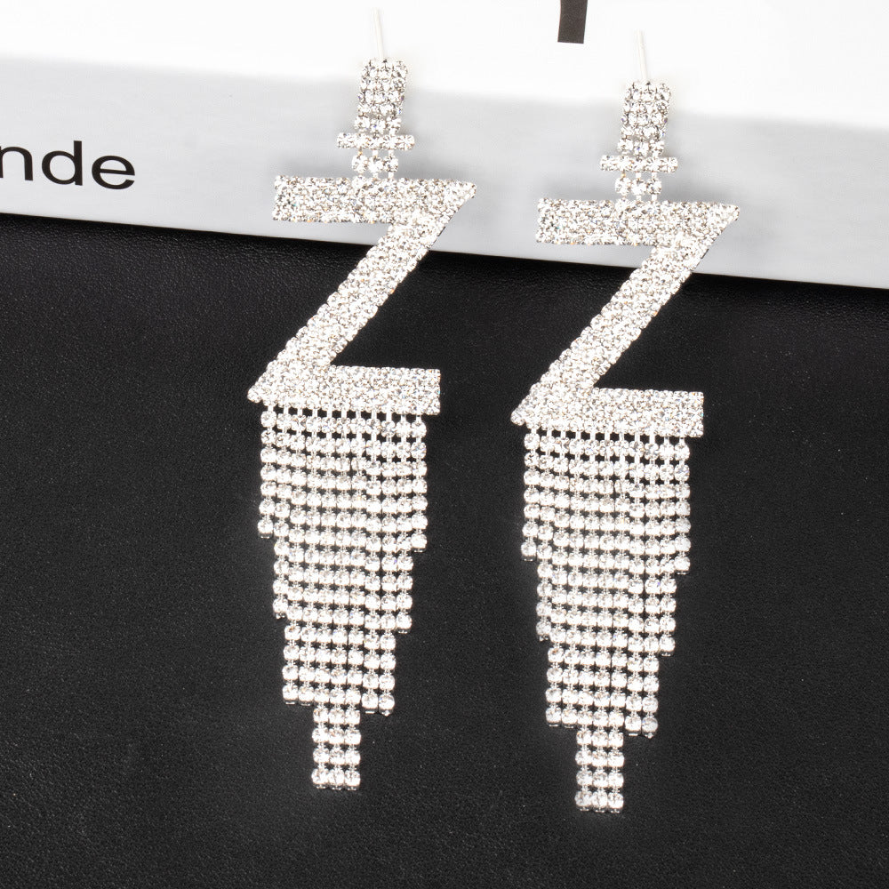 Fashion Jewelry 925 Silver Needle Ornaments Rhinestone Letter B Earrings Banquet Tassel Ear Ornaments Female CJD2