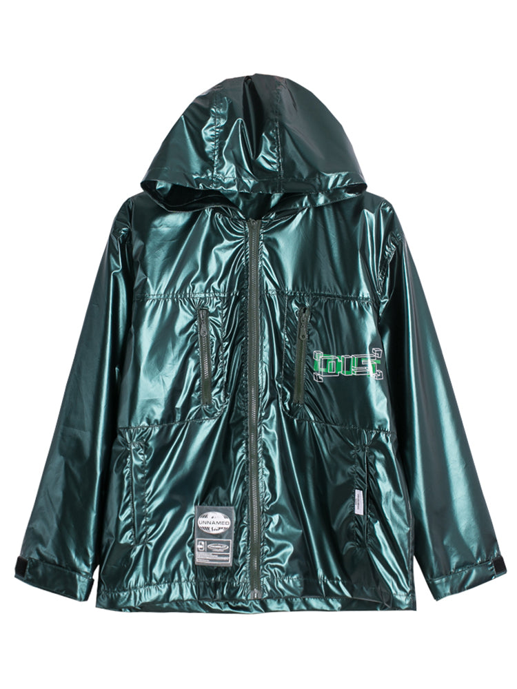 Reflective Work Jacket with Loose Fit and Letter Design Pi-Mart