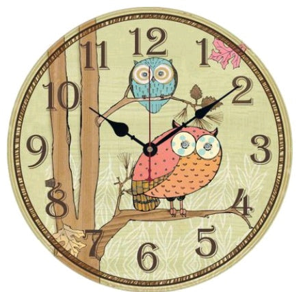 European and American style rustic wall clock owl series wall clock retro wall clock PearlNestDecor.com