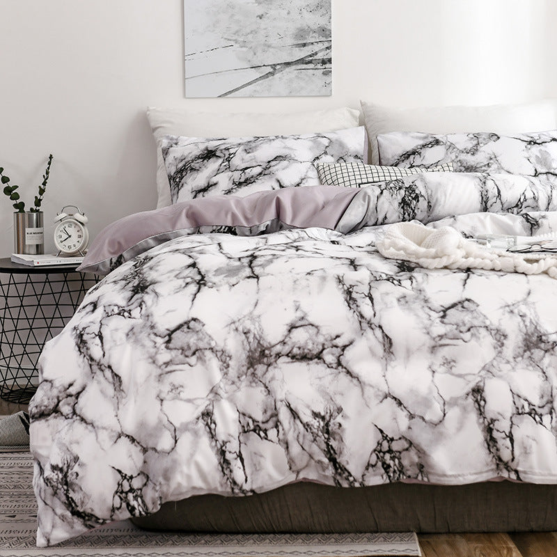 Marble patterned plain duvet cover sheets