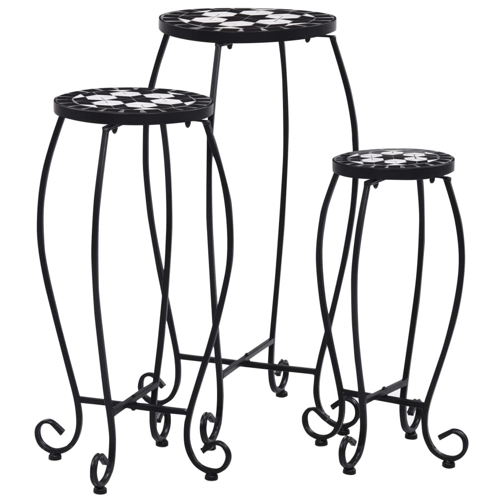 Mosaic Tables 3 pcs Black and White Ceramic LuxuryLifeWay Online Store