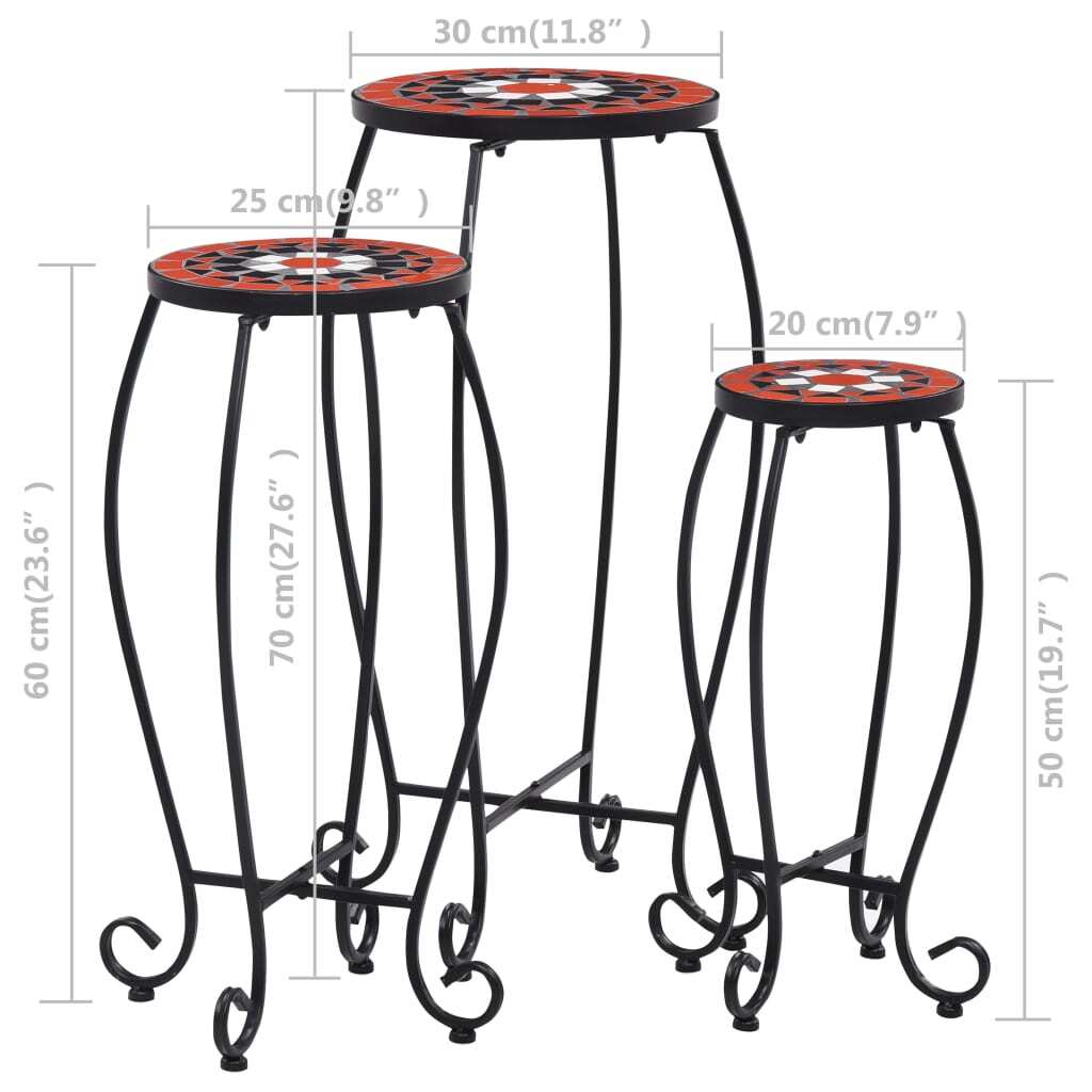 Mosaic Tables 3 pcs Terracotta and White Ceramic LuxuryLifeWay Online Store