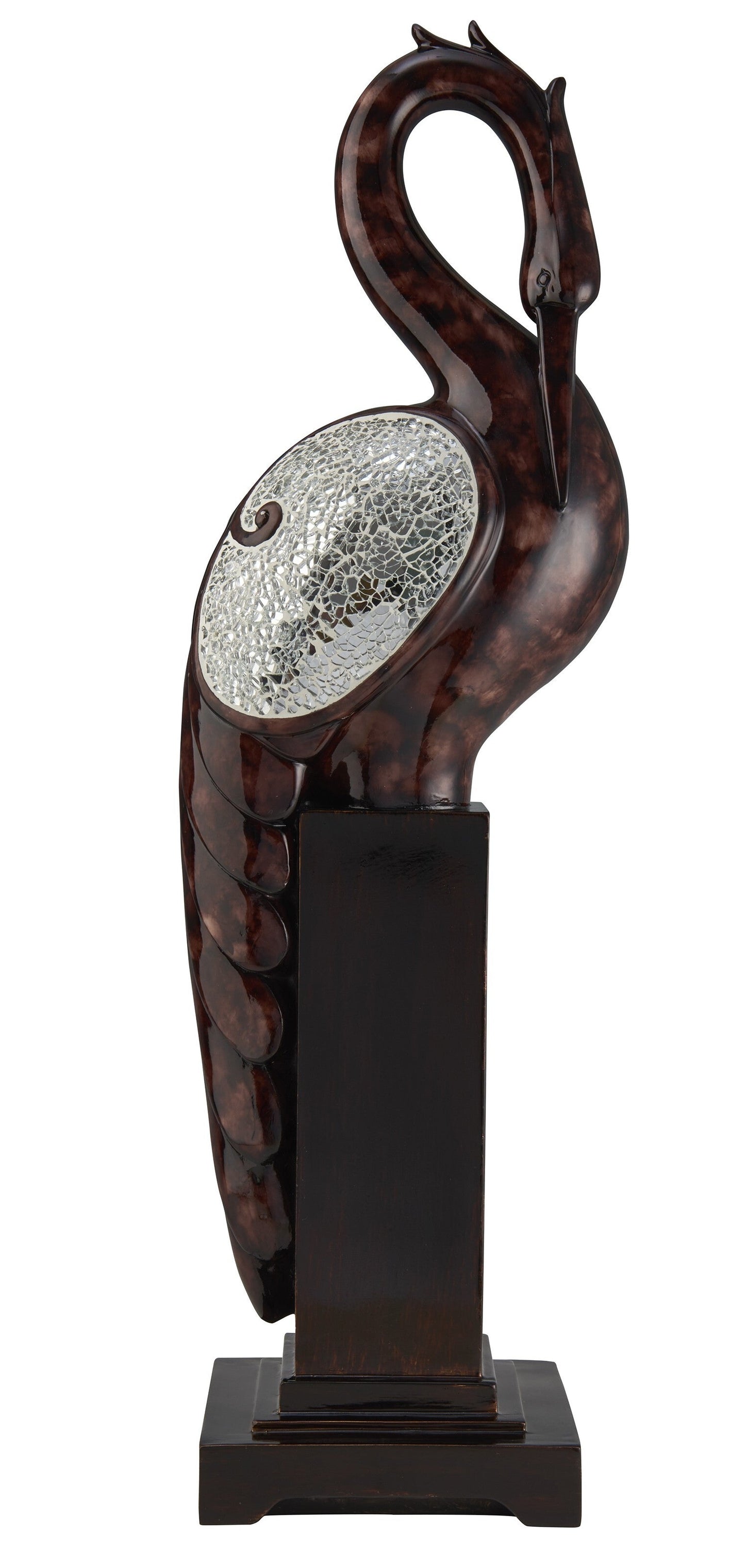 27" Marbleized Cherry Brown Polyresin Crane Figurine Sculpture LuxuryLifeWay Online Store