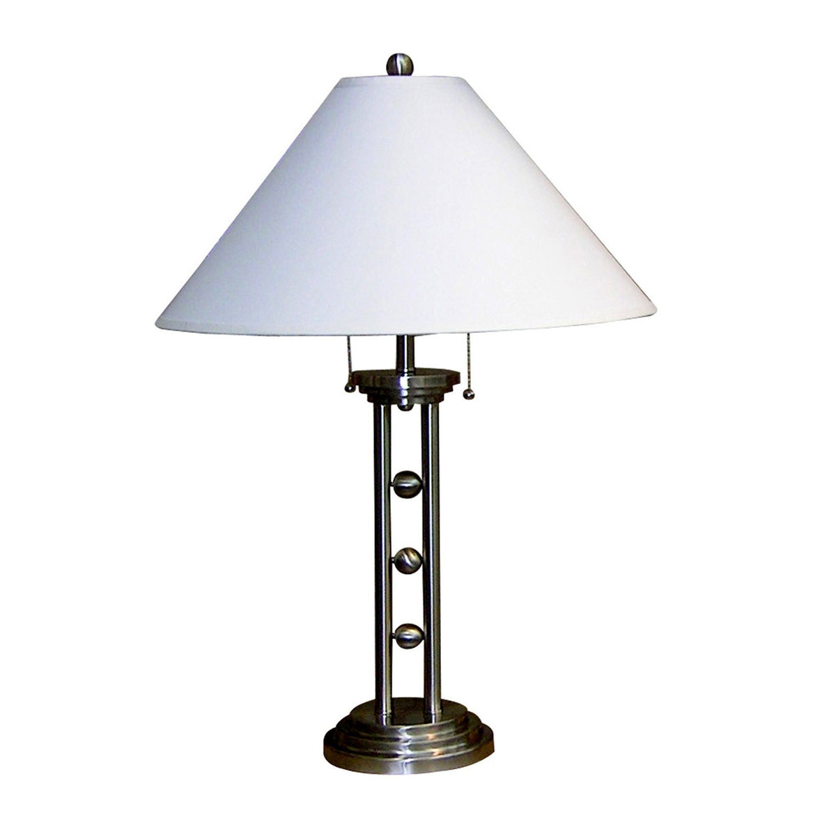 27" Silver Metal Two Light Table Lamp With White Classic Empire Shade LuxuryLifeWay Online Store