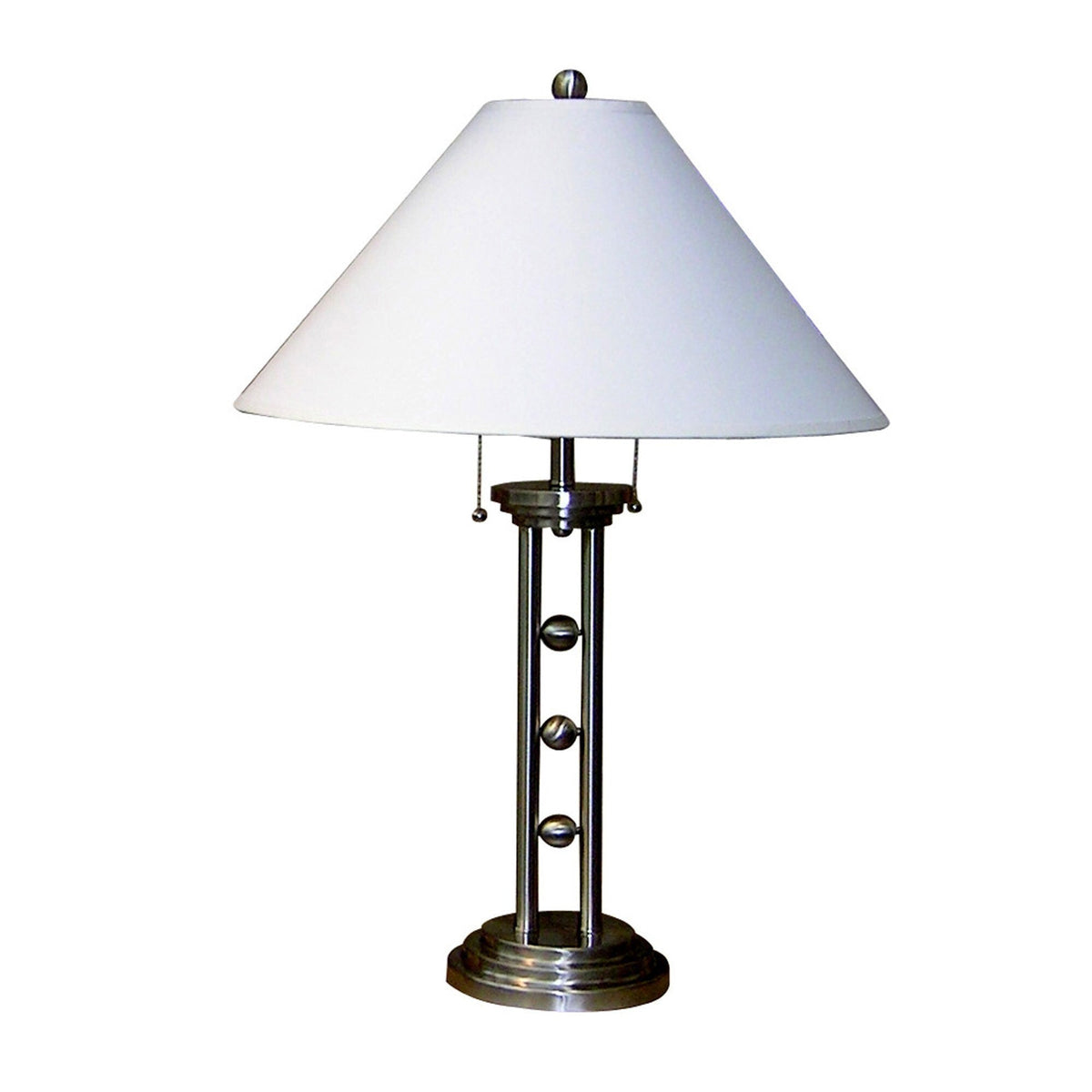 27" Silver Metal Two Light Table Lamp With White Classic Empire Shade LuxuryLifeWay Online Store
