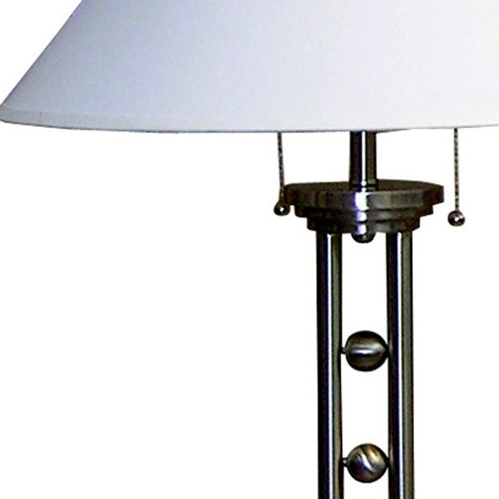 27" Silver Metal Two Light Table Lamp With White Classic Empire Shade LuxuryLifeWay Online Store
