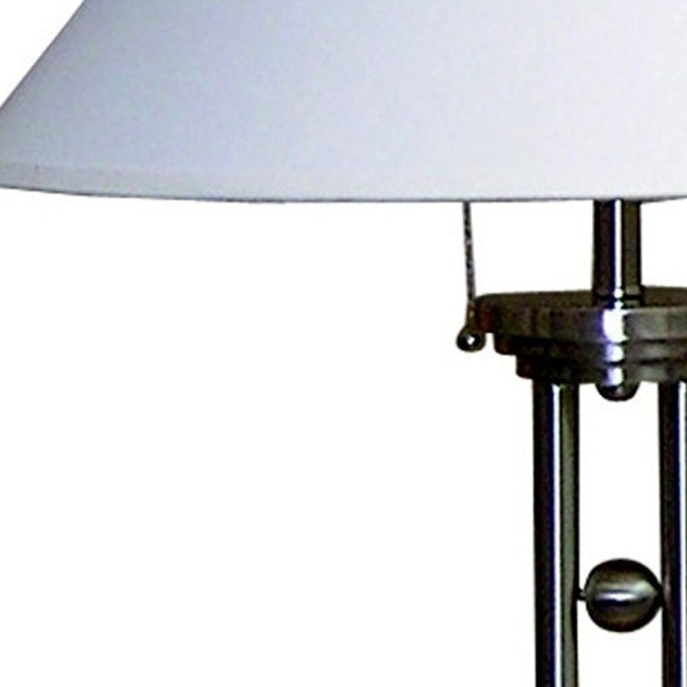 27" Silver Metal Two Light Table Lamp With White Classic Empire Shade LuxuryLifeWay Online Store