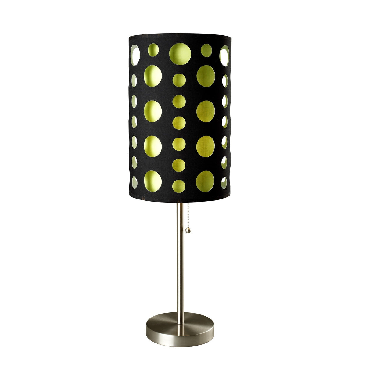 33" Silver Metal Mod Table Lamp With Black And Green Drum Shade LuxuryLifeWay Online Store
