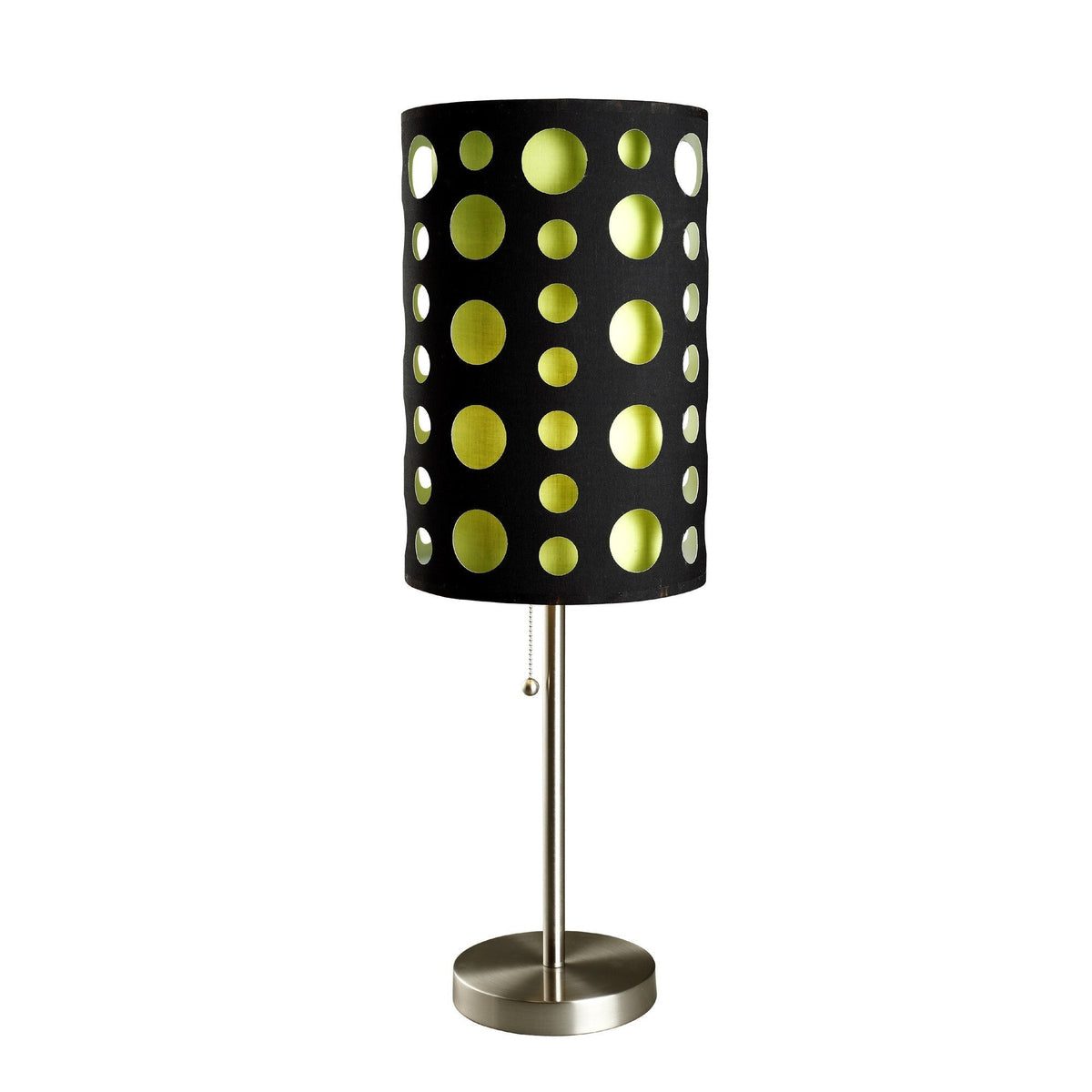 33" Silver Metal Mod Table Lamp With Black And Green Drum Shade LuxuryLifeWay Online Store