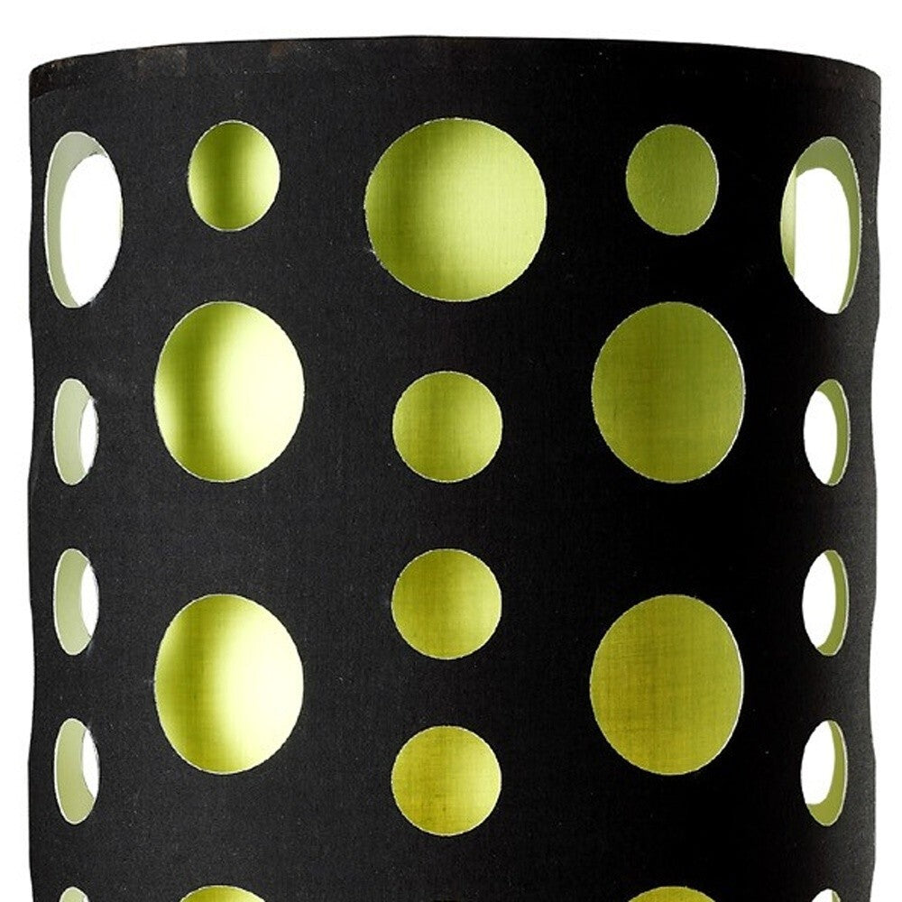 33" Silver Metal Mod Table Lamp With Black And Green Drum Shade LuxuryLifeWay Online Store