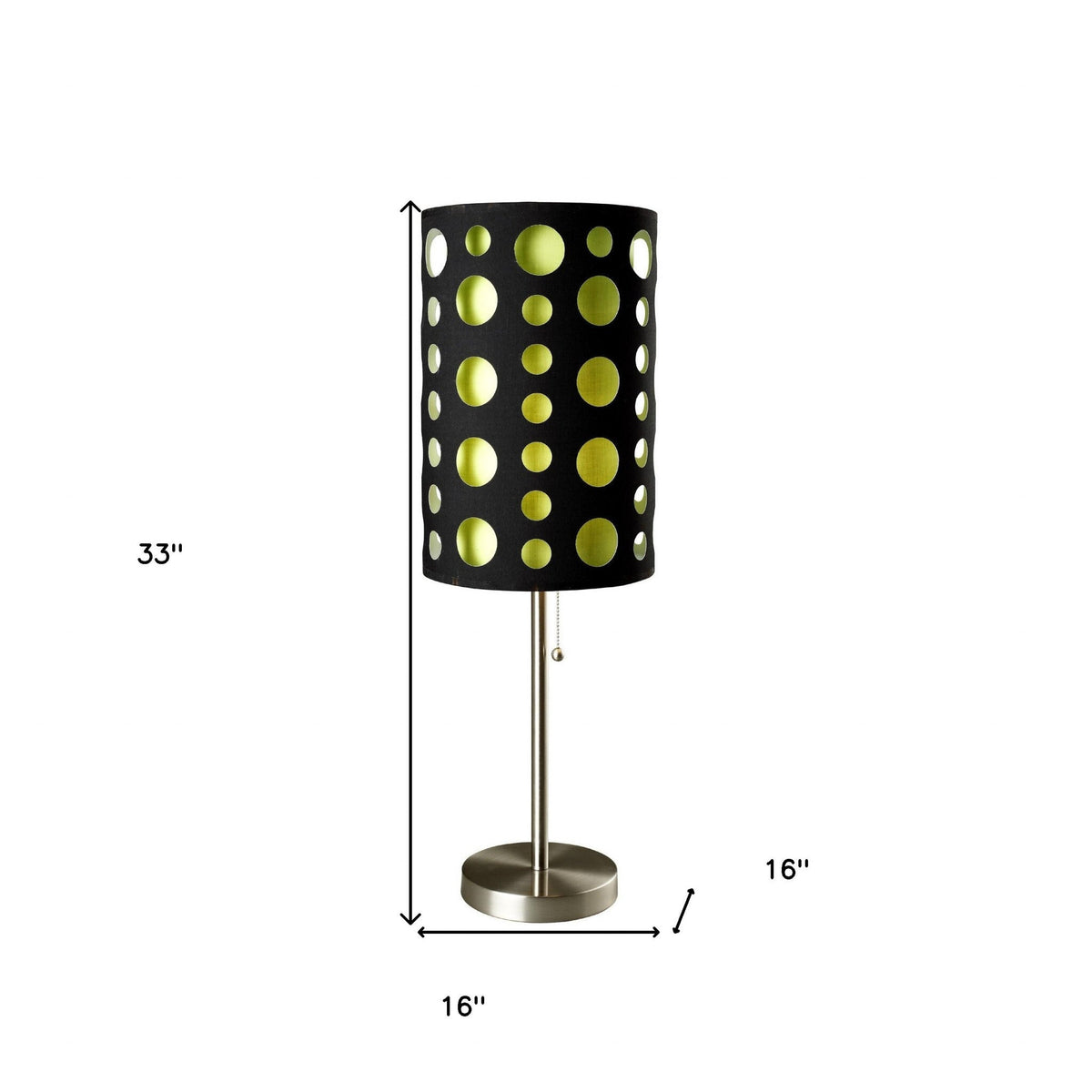 33" Silver Metal Mod Table Lamp With Black And Green Drum Shade LuxuryLifeWay Online Store