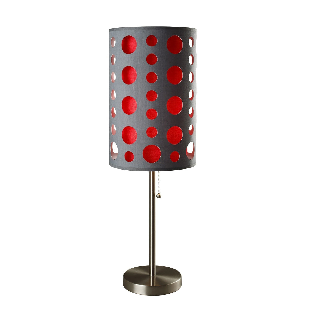 33" Gray and Red Mod Dot Novelty Table Lamp LuxuryLifeWay Online Store