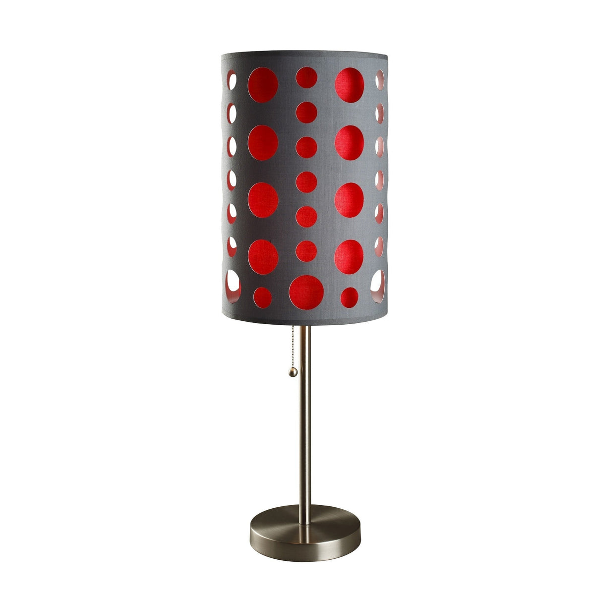 33" Gray and Red Mod Dot Novelty Table Lamp LuxuryLifeWay Online Store