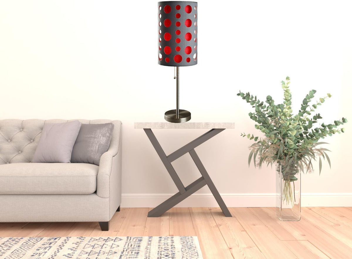 33" Gray and Red Mod Dot Novelty Table Lamp LuxuryLifeWay Online Store