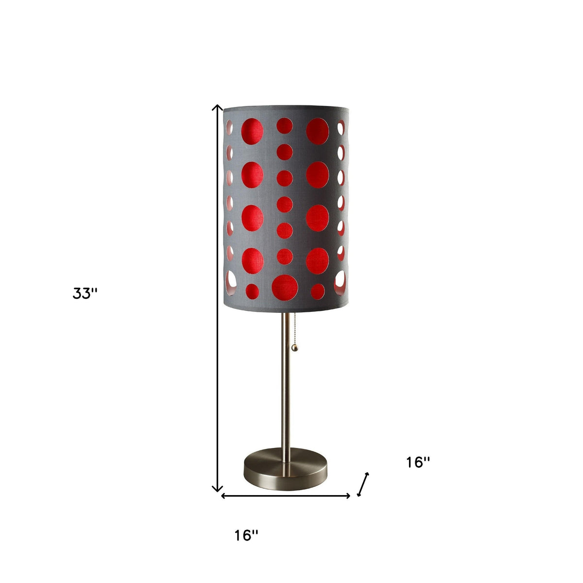 33" Gray and Red Mod Dot Novelty Table Lamp LuxuryLifeWay Online Store