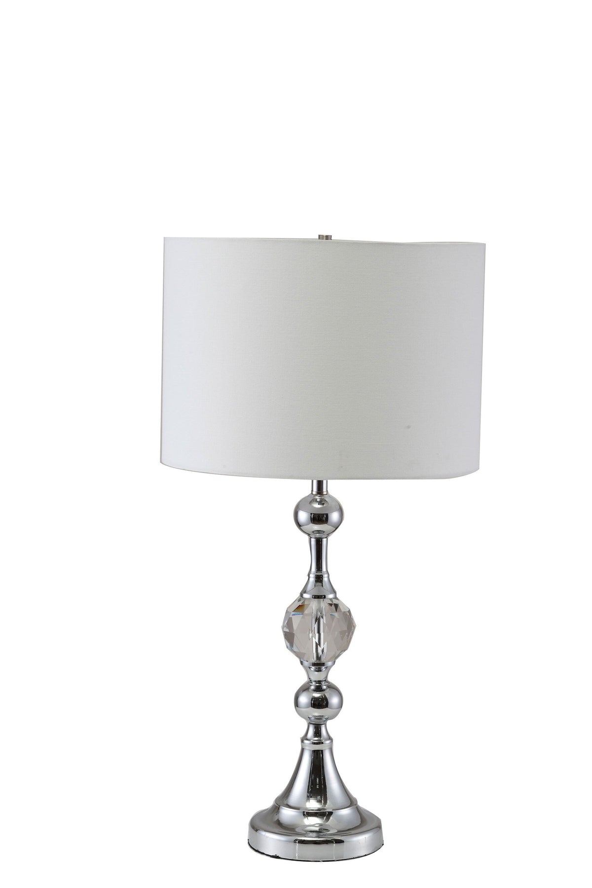 30" Silver Metal Bedside Table Lamp With White Classic Drum Shade LuxuryLifeWay Online Store