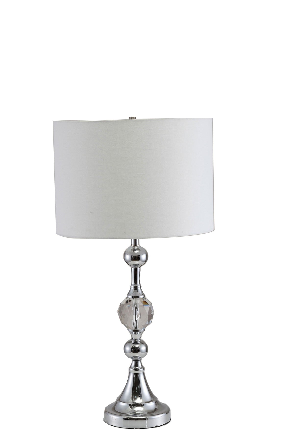 30" Silver Metal Bedside Table Lamp With White Classic Drum Shade LuxuryLifeWay Online Store