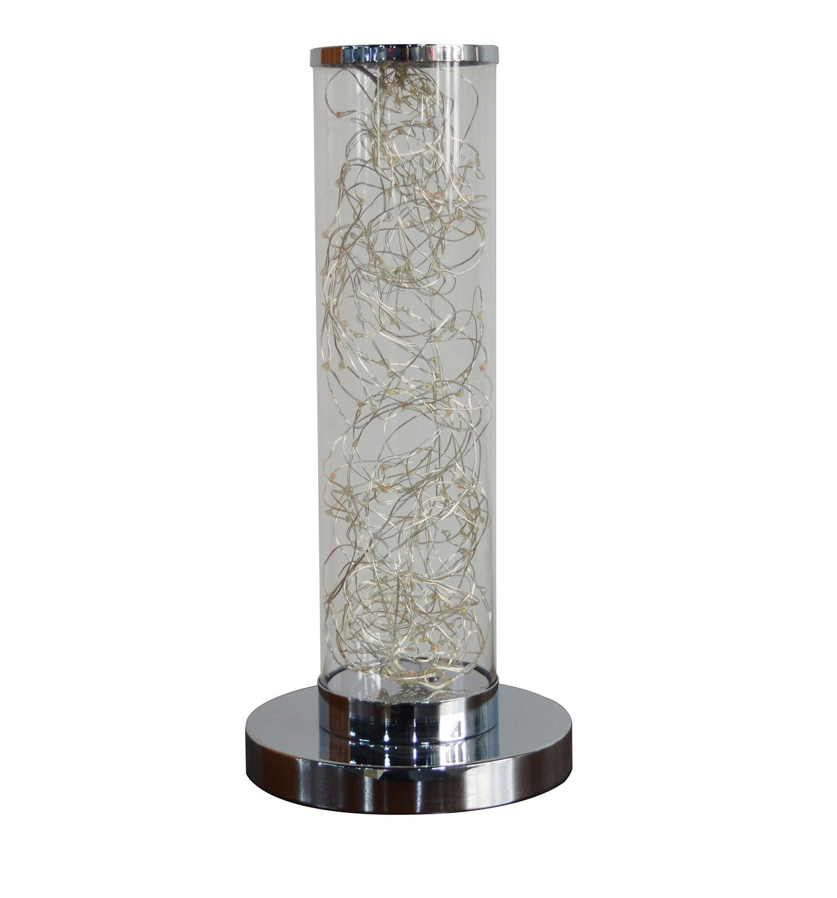 13" Silver Metal Column LED Rope Table Lamp With Clear LuxuryLifeWay Online Store