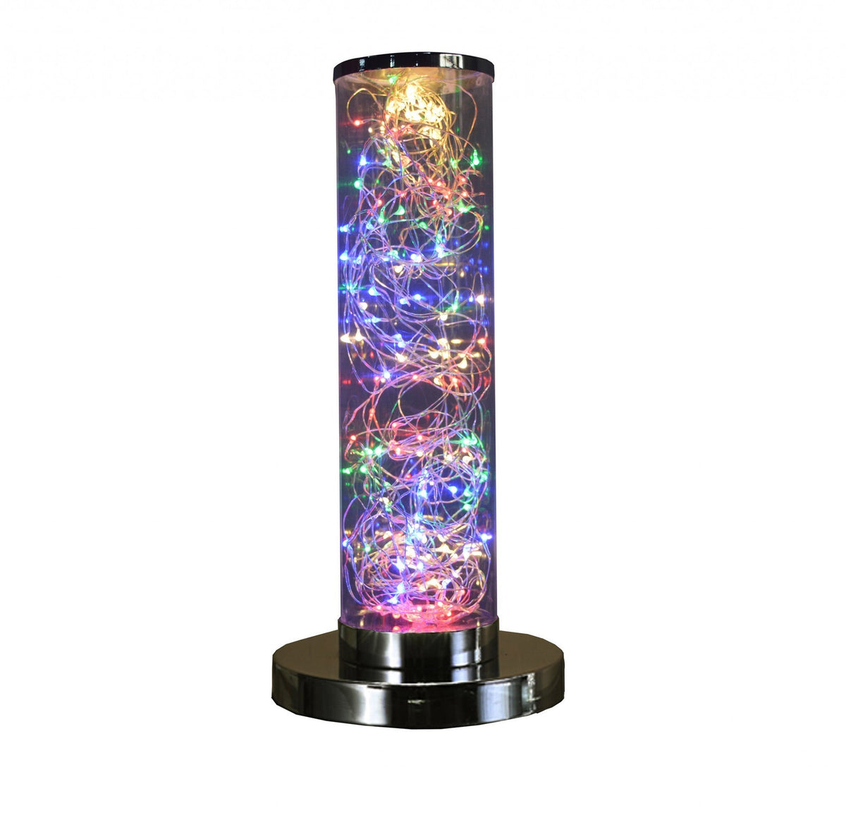 13" Silver Metal Column LED Rope Table Lamp With Clear LuxuryLifeWay Online Store