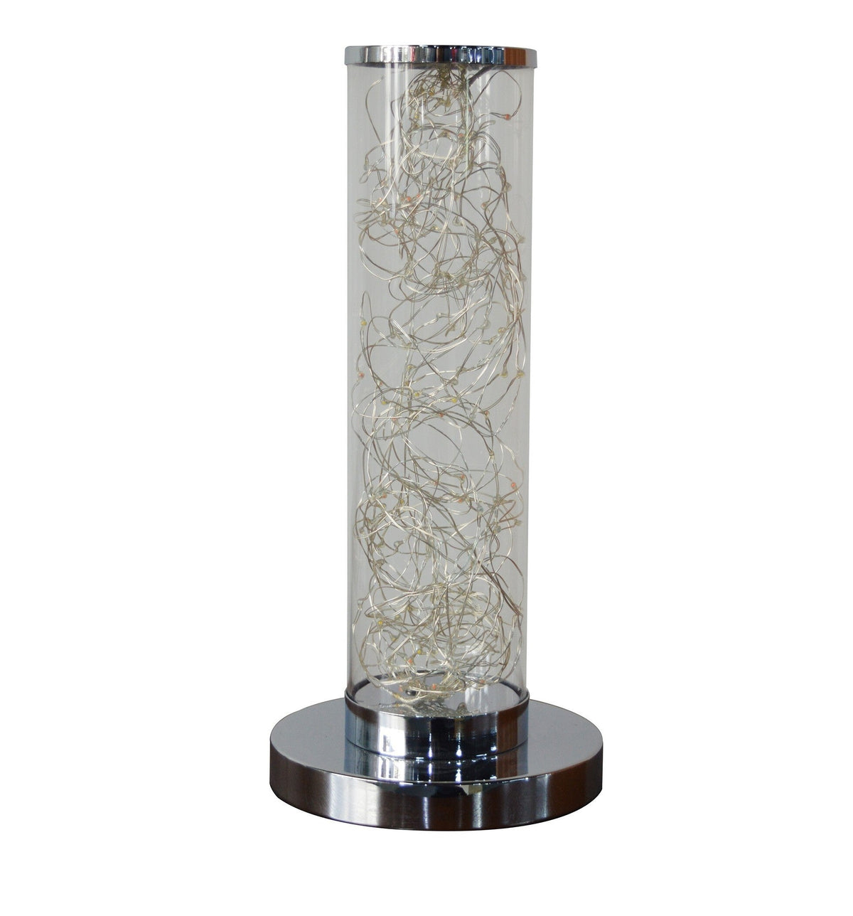 13" Silver Metal Column LED Rope Table Lamp With Clear LuxuryLifeWay Online Store