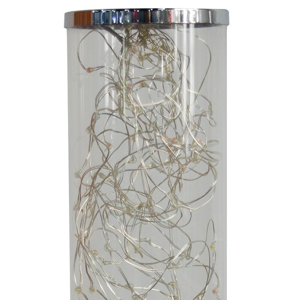 13" Silver Metal Column LED Rope Table Lamp With Clear LuxuryLifeWay Online Store