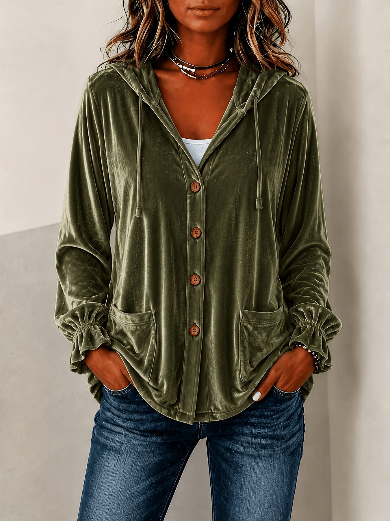 Solid-color Hooded European-style Button-up Coat NorixaFashion.com
