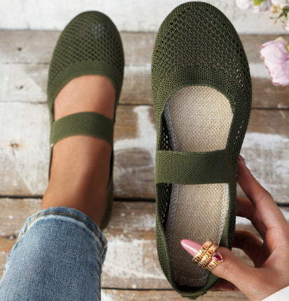 Breathable Woven Women's Casual Shoes - Lightweight Hollow Out Summer Mom Shoes with Soft PVC Sole (Black/Gray/Cyan/Apricot, Sizes 35-41) LadyShow.Store