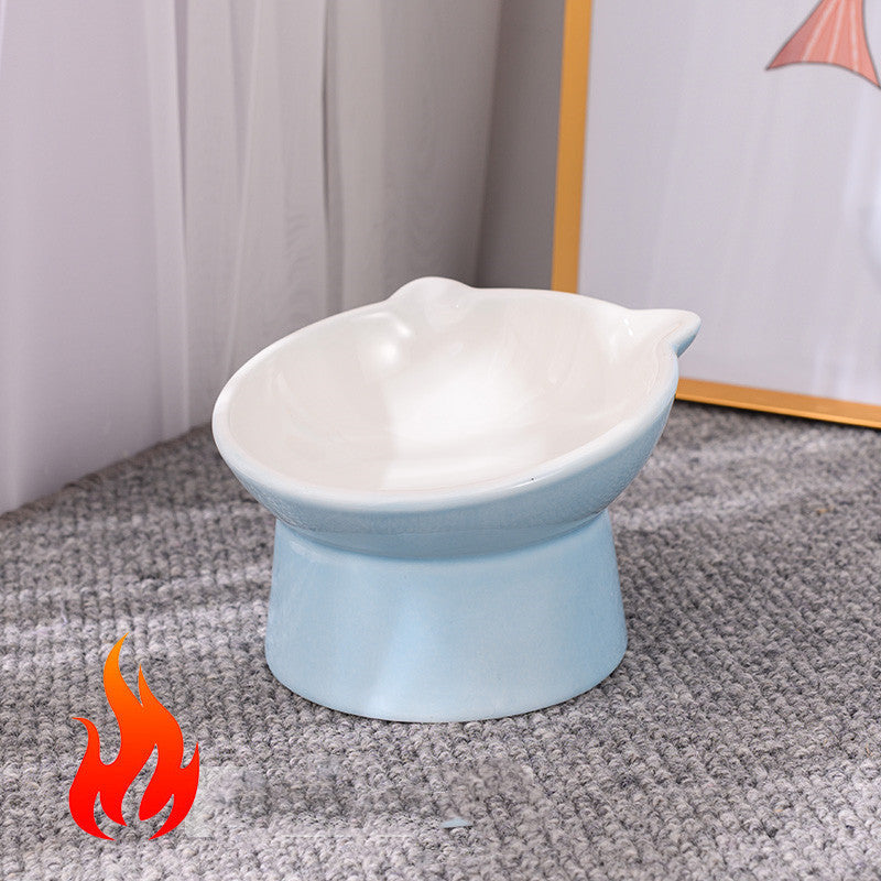 Ceramic Cat Bowl Anti Overturn Slanted Mouth Pets Fashion