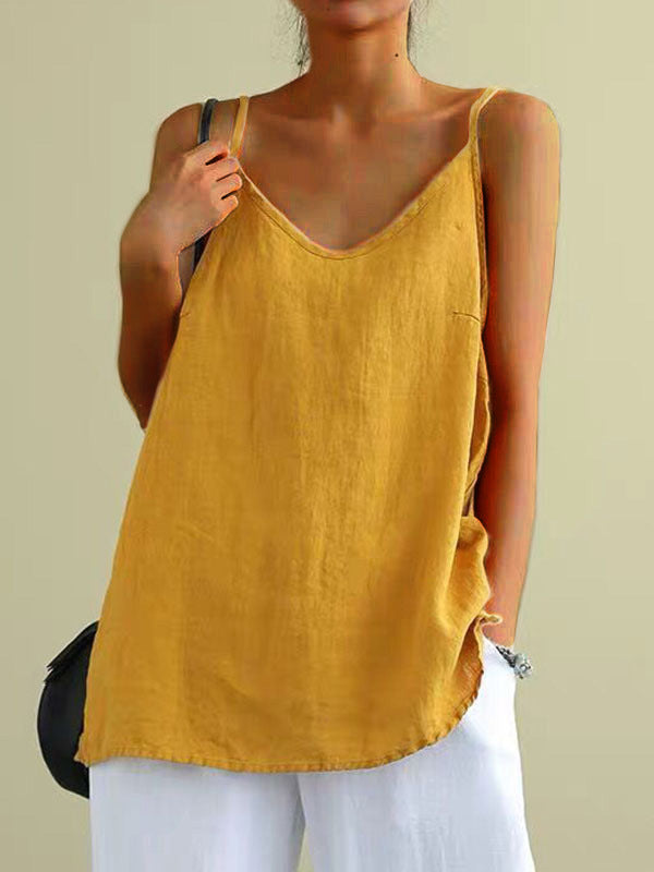 Cotton Linen Sleeveless Vest Women's Summer New Loose Cotton Linen Inner Match Sleeveless Versatile Bottoming Top NorixaFashion.com