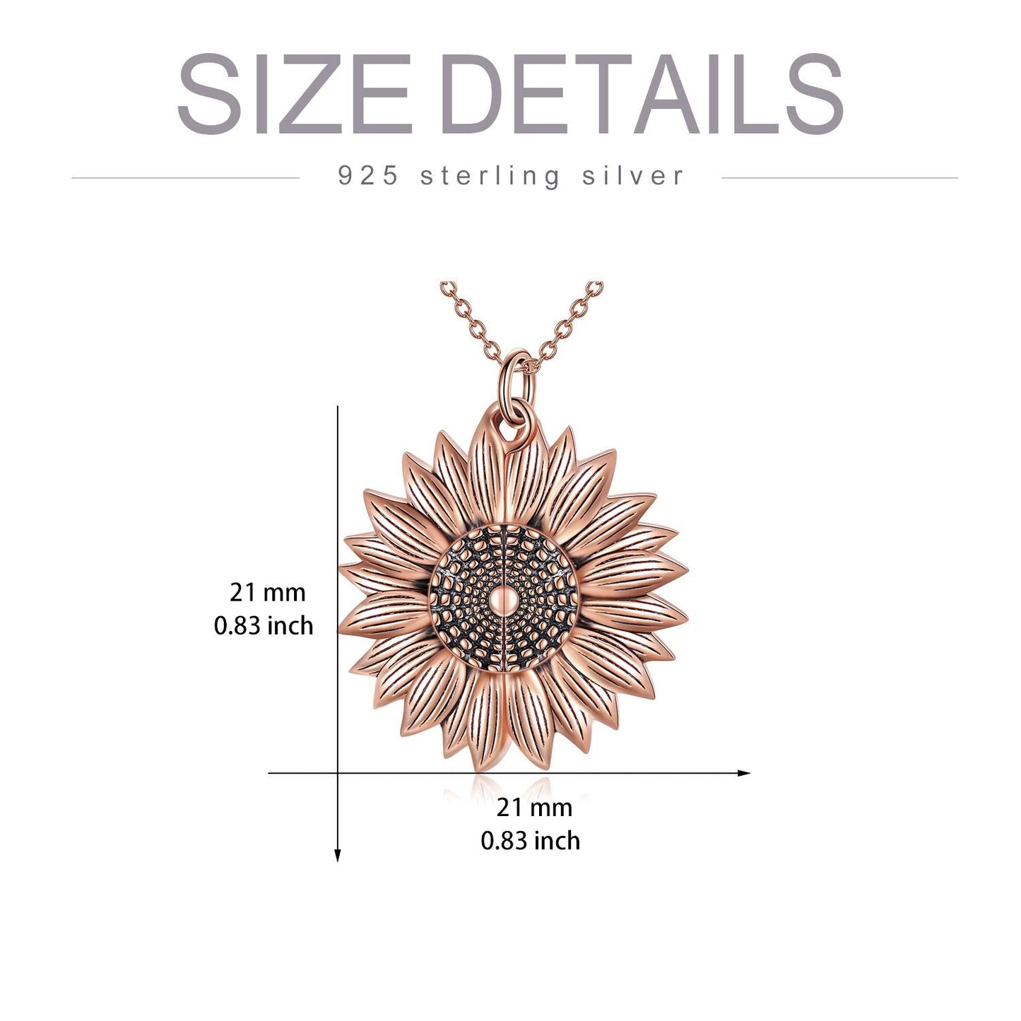 925 Sterling Silver Sunflower Photo Locket Necklace You Are My Sunshine Engraved Pendant LadyShow.Store