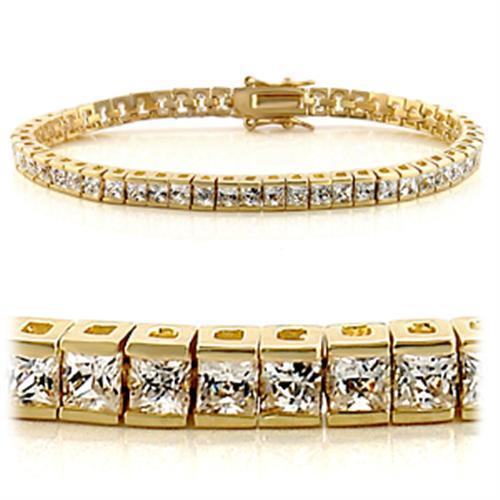47101 - Gold Brass Bracelet with AAA Grade CZ  in Clear LuxuryLifeWay Online Store