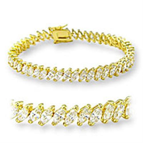 47105 - Gold Brass Bracelet with AAA Grade CZ  in Clear LuxuryLifeWay Online Store