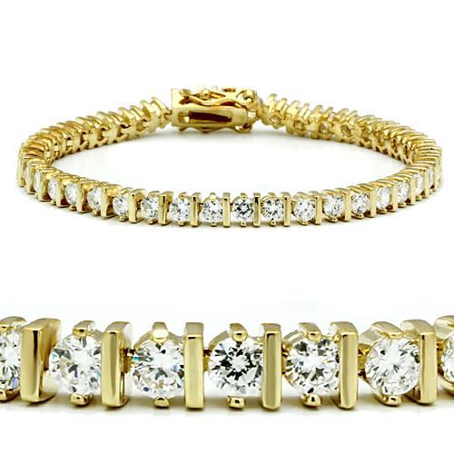 47205 - Gold Brass Bracelet with AAA Grade CZ  in Clear LuxuryLifeWay Online Store