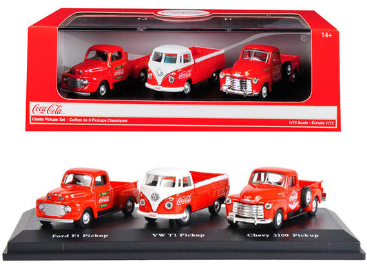 "Classic Pickups" Gift Set of 3 Pickup Trucks "Coca Cola" 1/72 Diecast Model Cars by Motorcity Classics LuxuryLifeWay Online Store