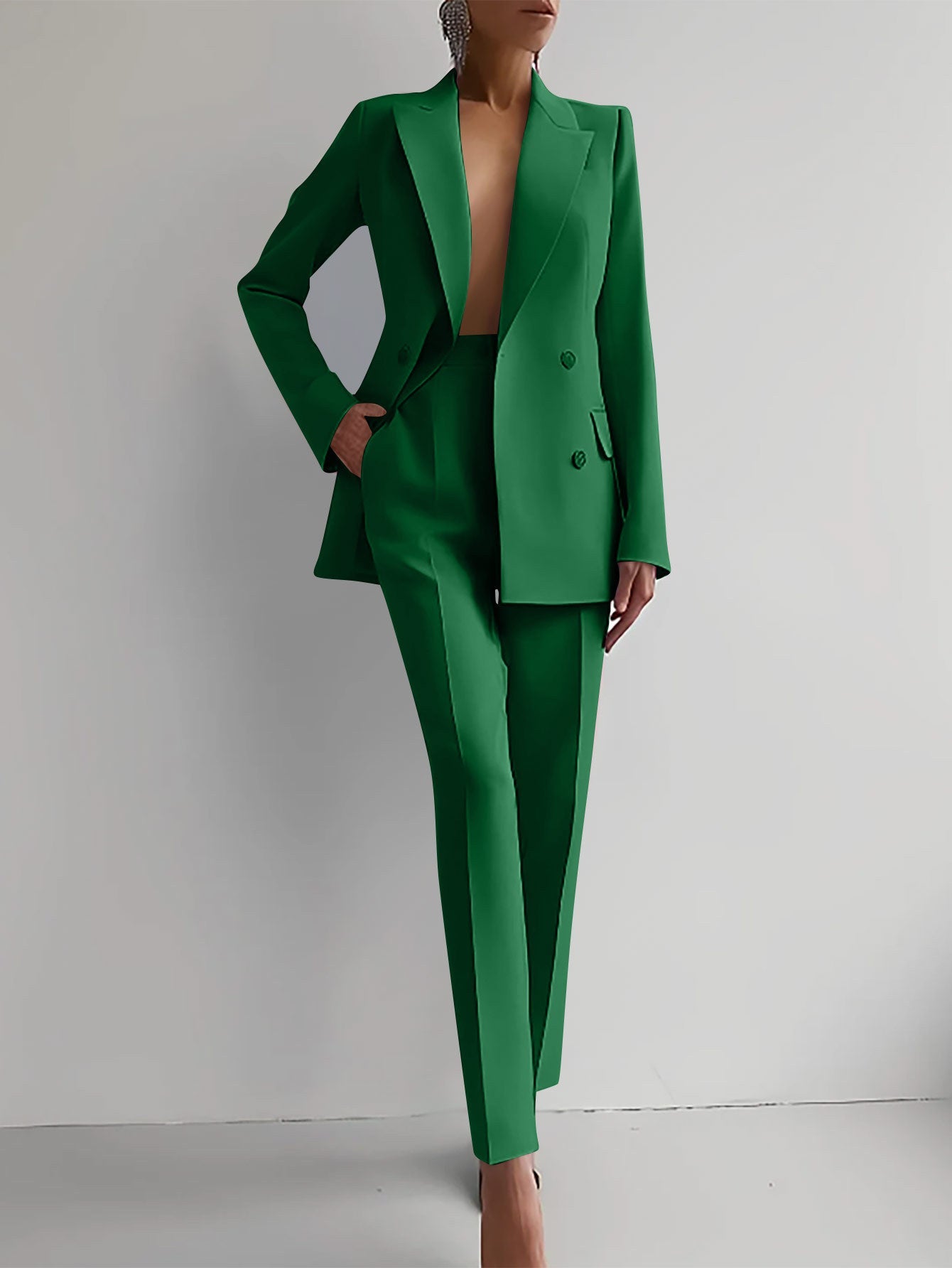 Casual Suits Fashion Long Sleeve Single-breasted Jacket Top And Slim Fit Trousers Women's Business Suits NorixaFashion.com