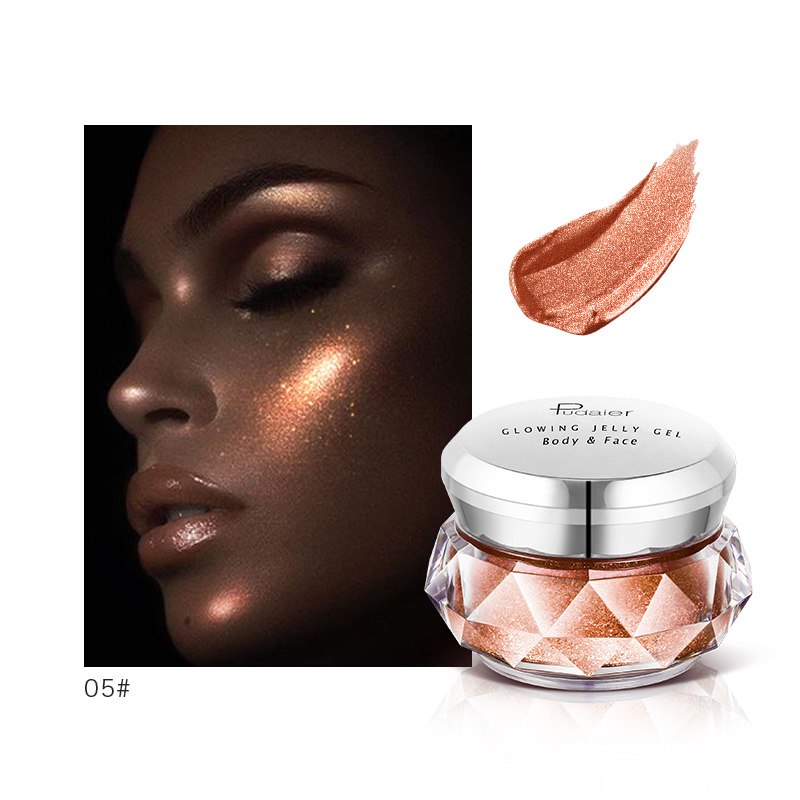 Face Highlighter Jelly Gel Mermaid Eyeshadow Glow Body Glitter Festival Makeup Iluminador Gold Liquid Highlighter Bronzer LadyShow.Store