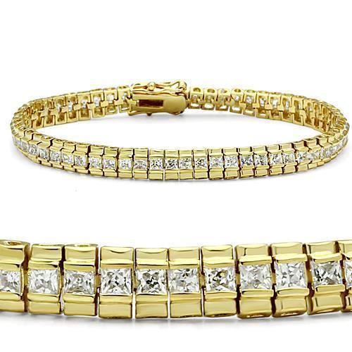 47303 - Gold Brass Bracelet with AAA Grade CZ  in Clear LuxuryLifeWay Online Store