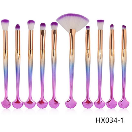 The Shell Makeup Brush Set - Purple bristles CJD2