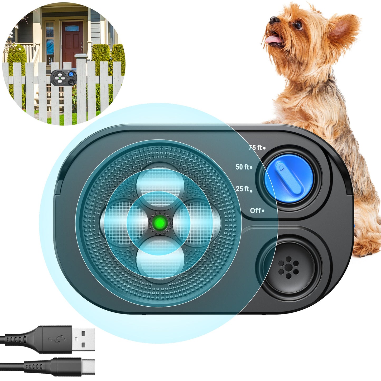 Anti Barking Device For Dogs, Bark Box Rechargeable Dog Bark Deterrent With Variable Ultra Frequency 6 Modes IP65 Waterproof Dog Silencer Stop Neighbors  Dogs From Barking Up To 75ft Pets Fashion
