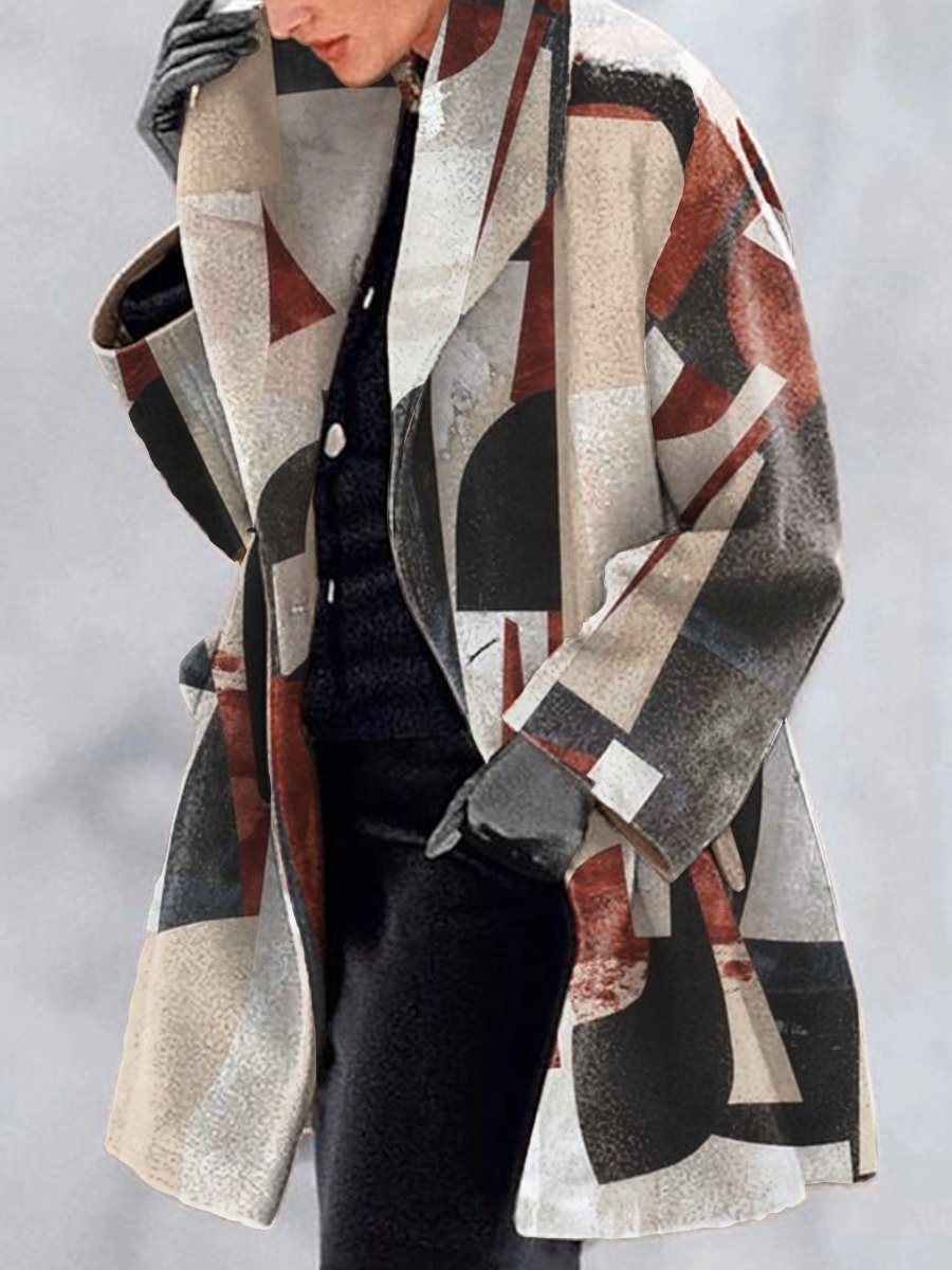 Fashion Retro Women's Lapel Print Wool Jacket LuxuryLifeWay Online Store