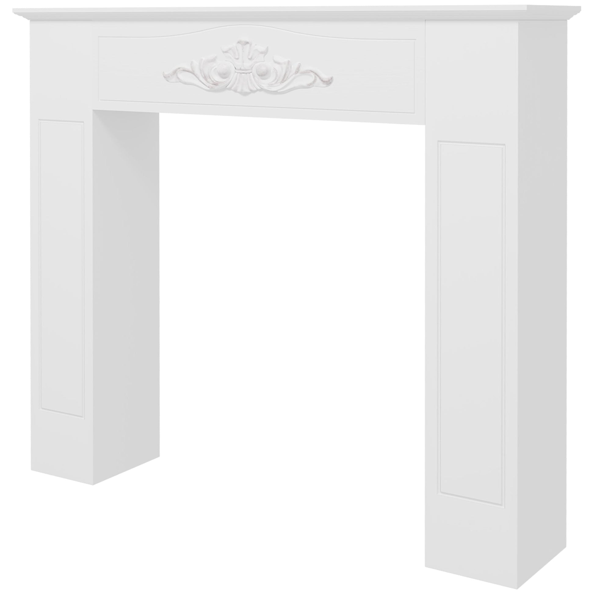 Freestanding Fireplace Surround, Modern Fireplace Mantel with Leg for Electric Fireplaces, 44.7" W x 40" H, White PearlNestDecor.com