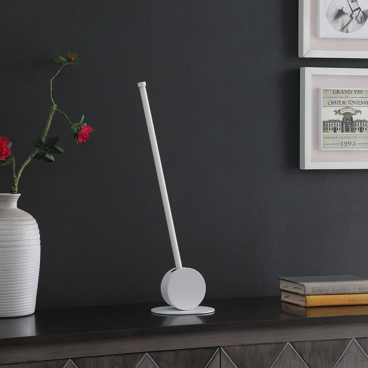 23" White Metal Leaning Stick LED Table Lamp LuxuryLifeWay Online Store