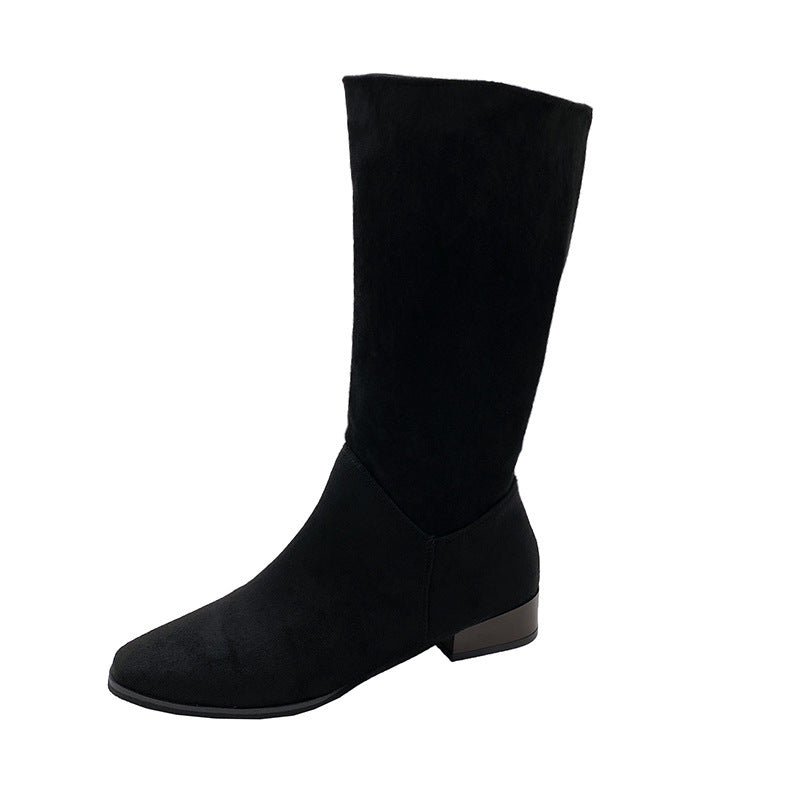 Retro Pointed Toe Mid Boots NorixaFashion.com