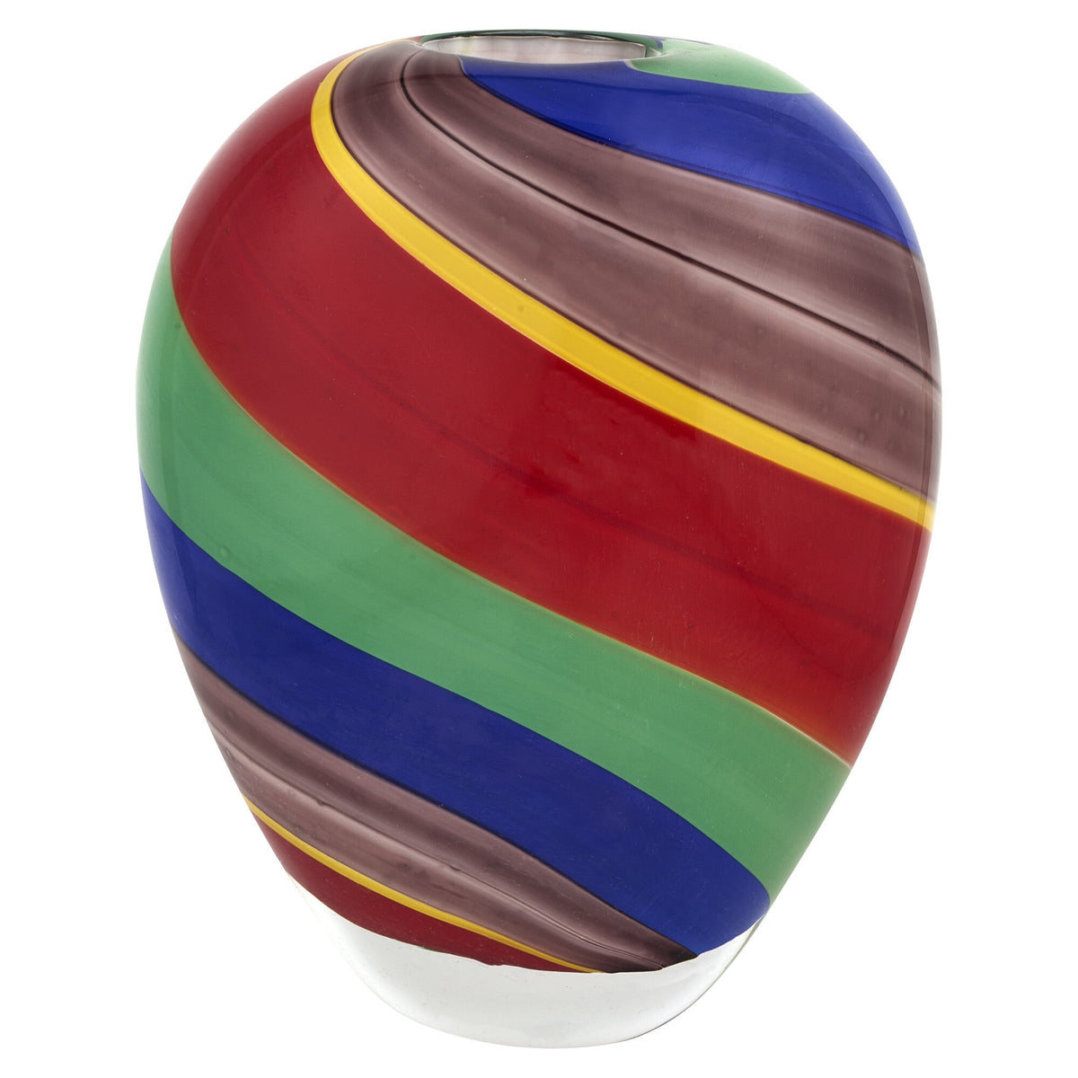 9" Red Blue and Green Striped Round Glass Table Vase LuxuryLifeWay Online Store