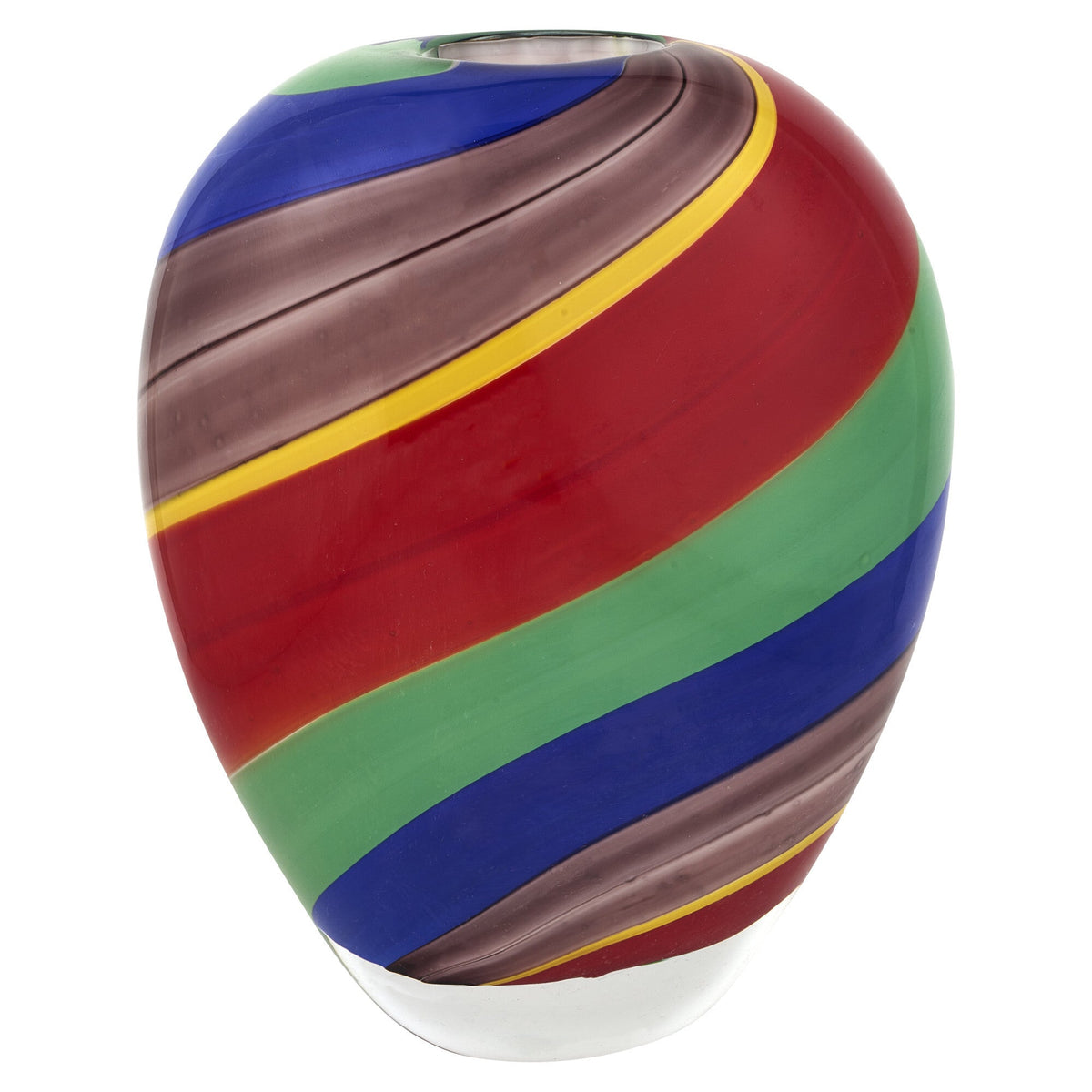 9" Red Blue and Green Striped Round Glass Table Vase LuxuryLifeWay Online Store