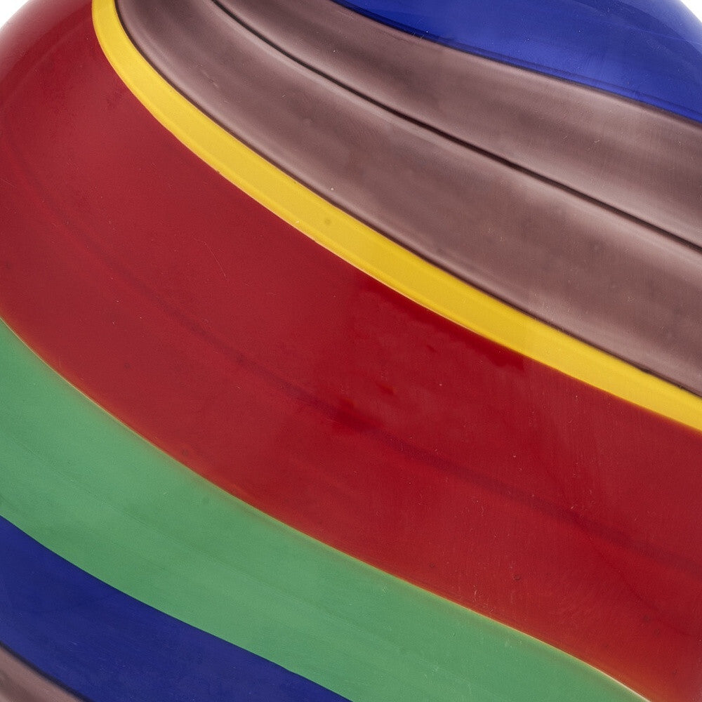 9" Red Blue and Green Striped Round Glass Table Vase LuxuryLifeWay Online Store