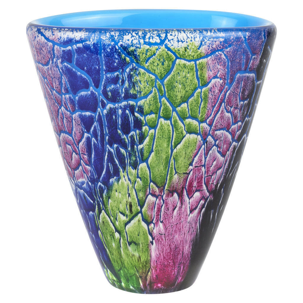 8" Blue and Green Murano Glass Abstract Oval Table Vase LuxuryLifeWay Online Store